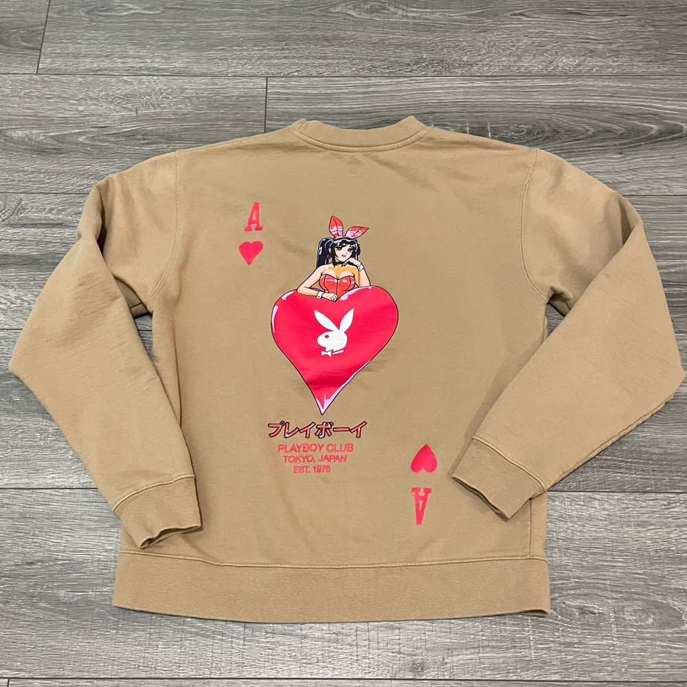 Playboy Club Tokyo Japan Tan Men's Crewneck Size Small